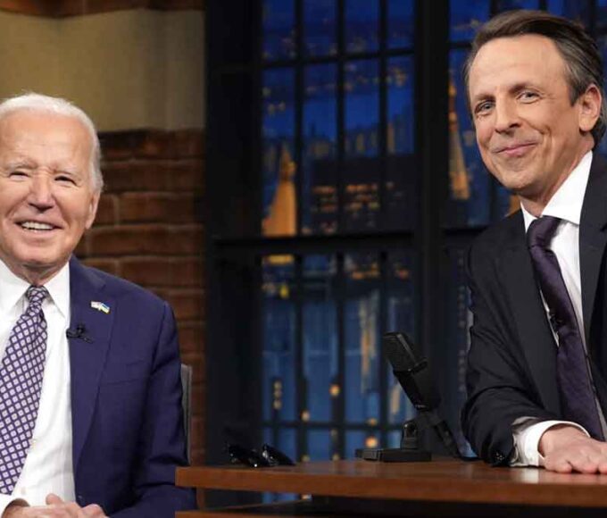 Biden talks with host Seth Meyers