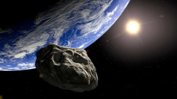 Earth and asteroid