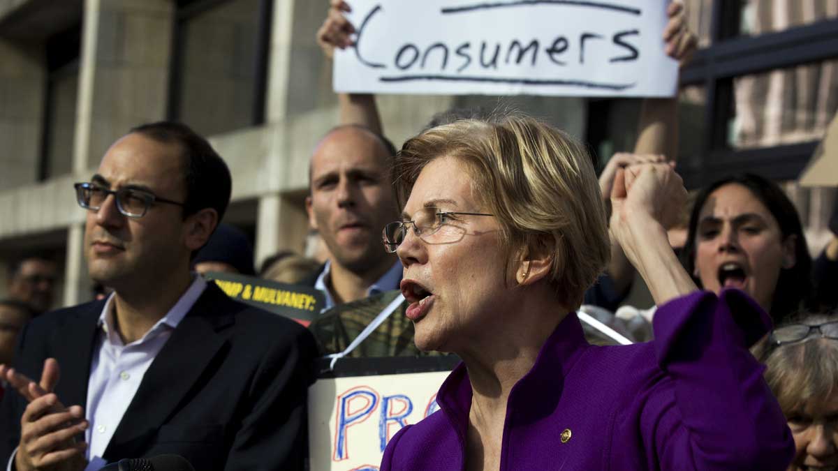 Sen. Warren Protests Outside CFPB Headquarters