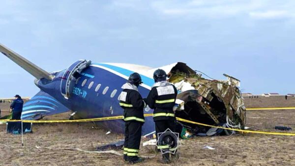 Azerbaijani plane crash site in Aktau