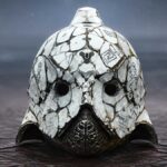 Cracked futuristic helmet