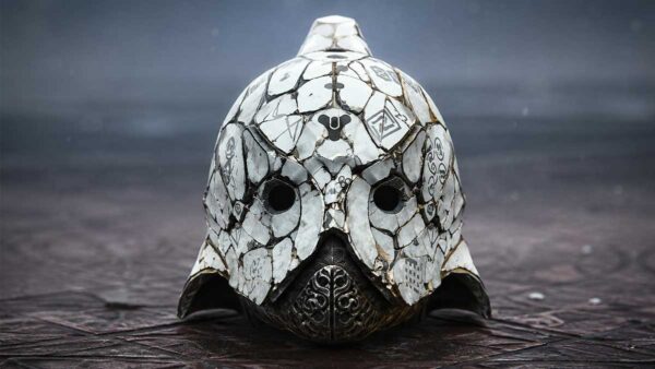 Cracked futuristic helmet