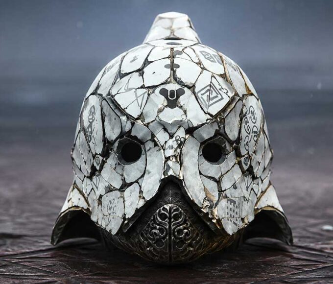 Cracked futuristic helmet