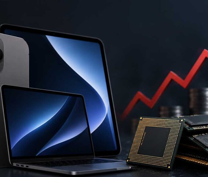 Apple devices and rising chip costs concept