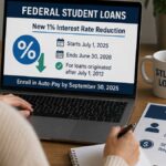 Student reviewing federal loan repayment documents on laptop
