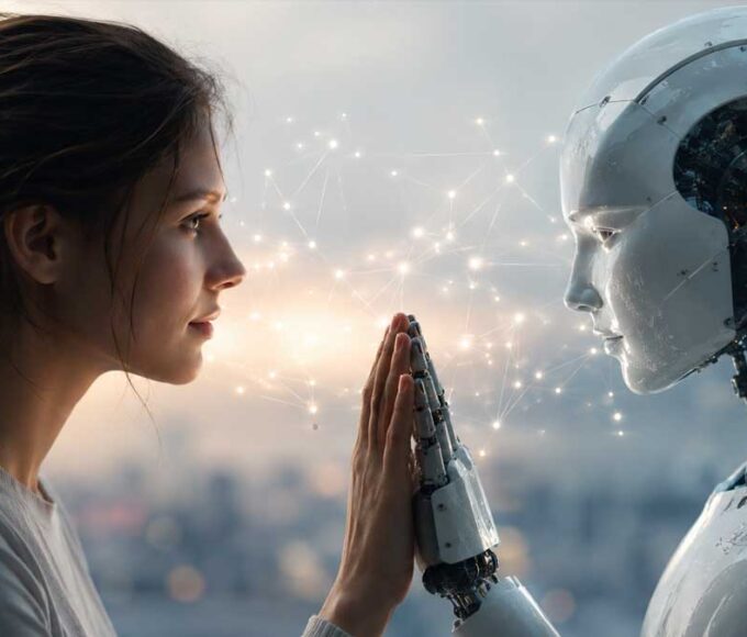 Human-centered AI and human collaboration concept