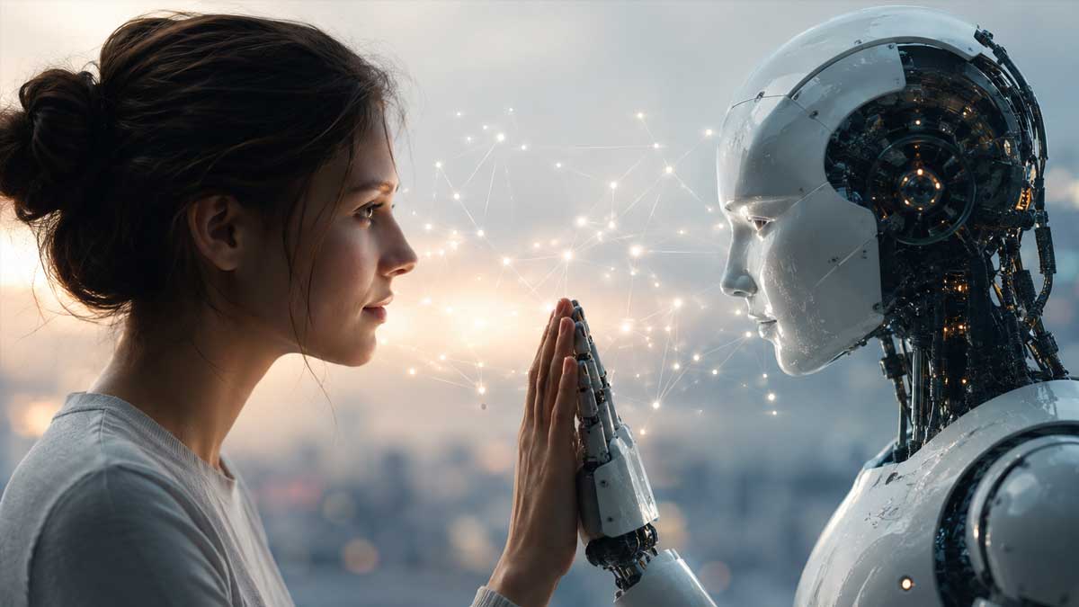 Human-centered AI and human collaboration concept