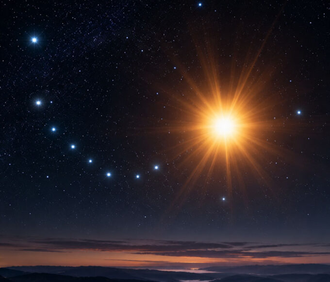 Blaze Star nova in night sky.