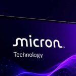 Micron chip with rising stock market chart