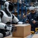 Humanoid robot training in a warehouse environment