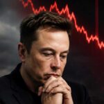 Elon Musk with SpaceX rocket backdrop