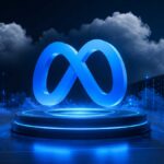 Meta logo with AI cloud servers