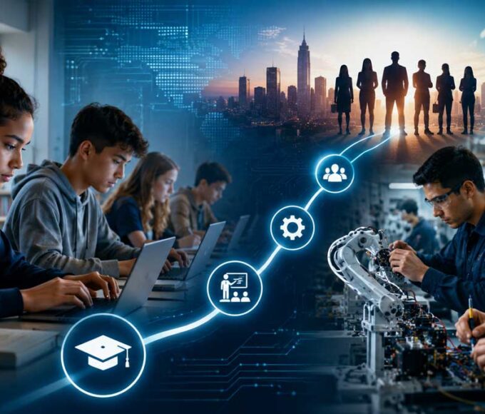 Students learning AI workforce skills