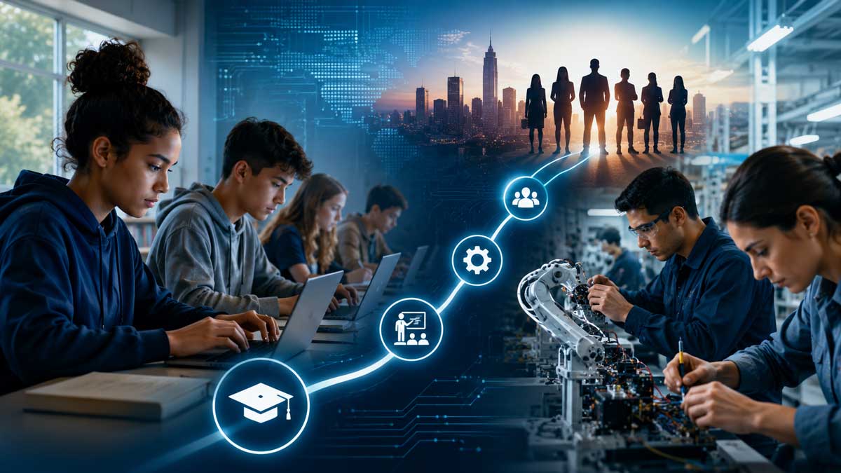Students learning AI workforce skills