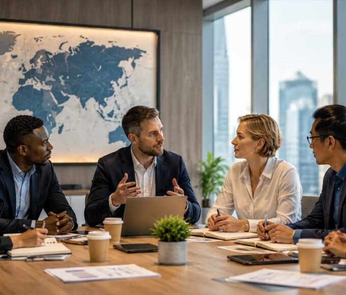 International business team meeting