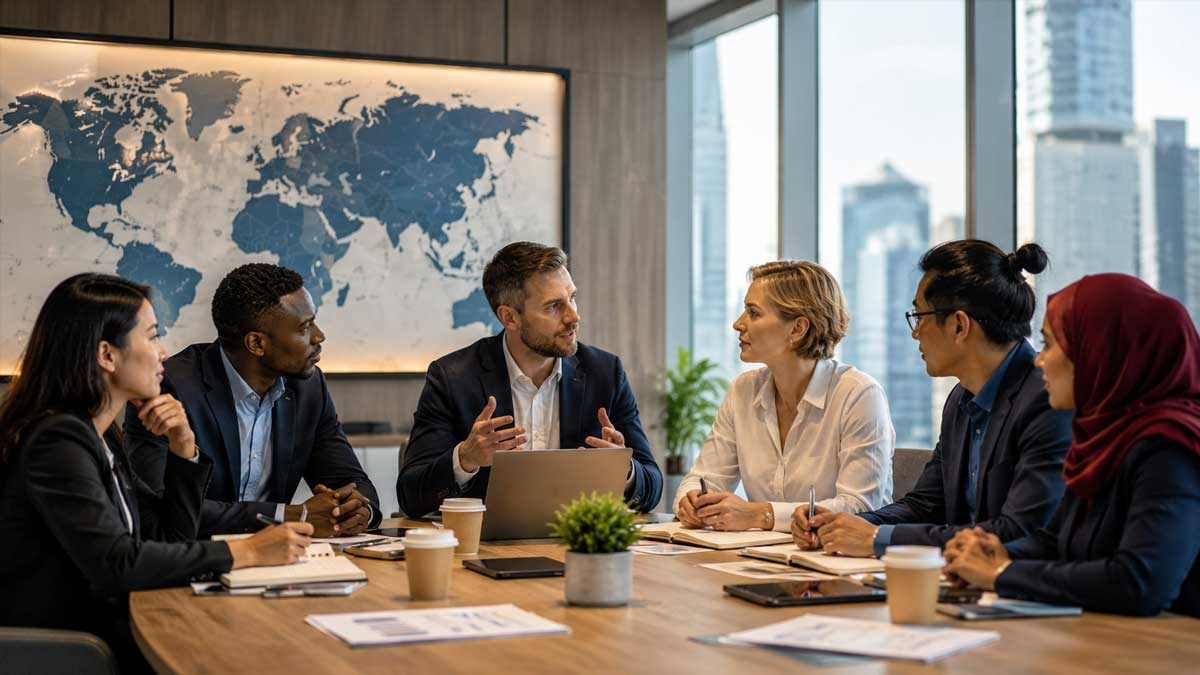 International business team meeting