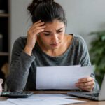 Student reviewing loan documents