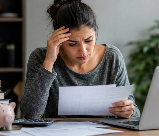 Student reviewing loan documents