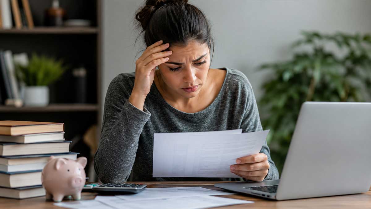 Student reviewing loan documents