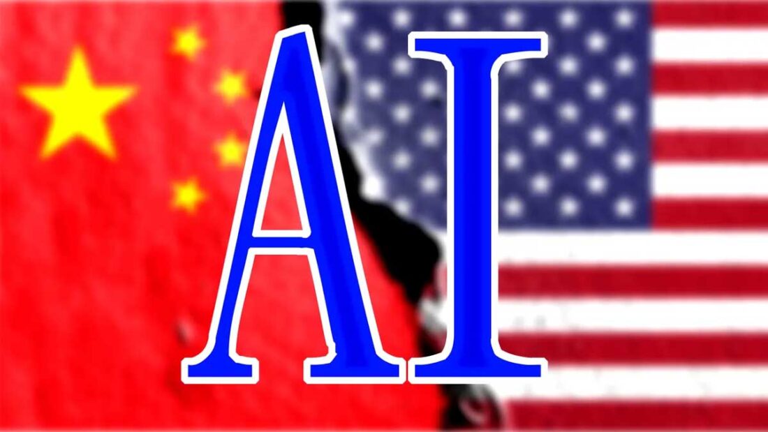 China and US AI rivalry illustration with AI