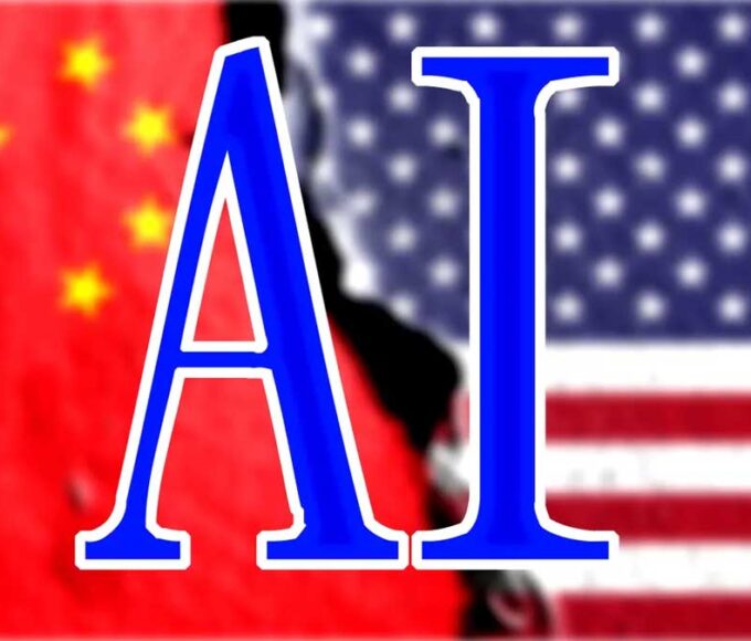 China and US AI rivalry illustration with AI