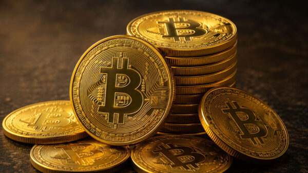 Bitcoin symbol with $80,000 price marker