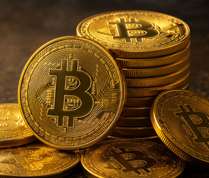 Bitcoin symbol with $80,000 price marker