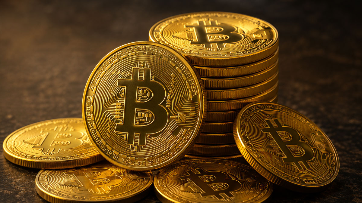 Bitcoin symbol with $80,000 price marker